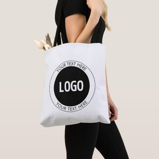 Eenvoudige  tekst en uw Logo of Afbeelding Tote Bag (Dichtbij)