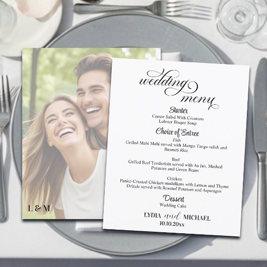 Eenvoudige tekst foto-overlay trouwmenu
