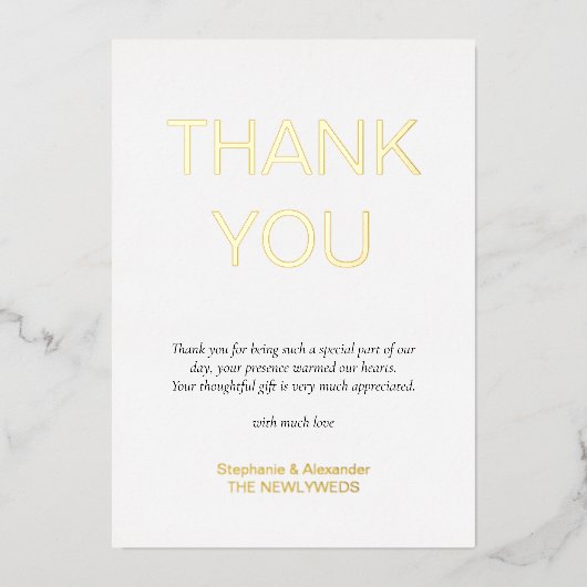 Eenvoudige tekst Foto Weddenschap Echte dank Folie Uitnodiging (Voorkant)
