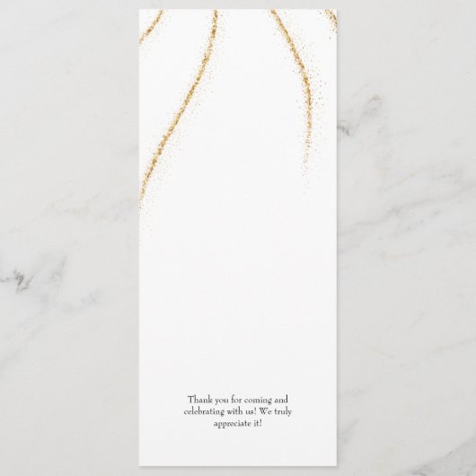 Eenvoudige tekst Gold Glitter Weddenschap Menu (Achterkant)