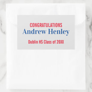 Eenvoudige tekst Graduation Party Favor Rechthoekige Sticker