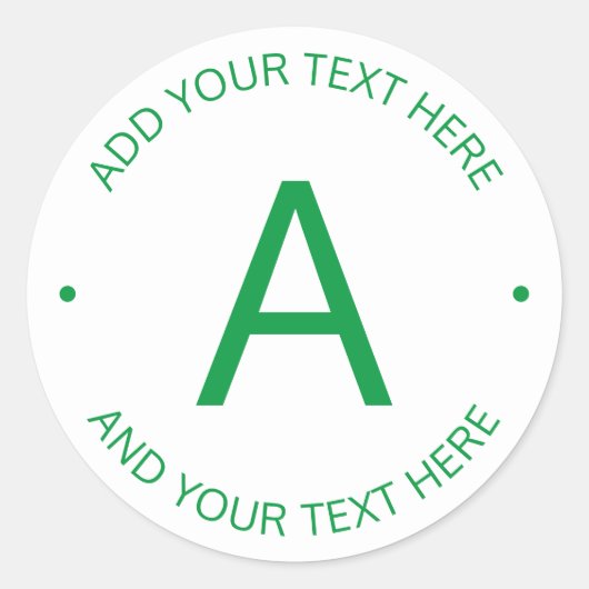 Eenvoudige  tekst | Groen en wit Ronde Sticker (Voorkant)