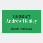 Eenvoudige tekst Groene afstudeerfeestgunst Rechthoekige Sticker (Voorkant)