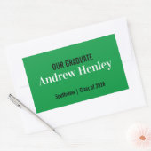 Eenvoudige tekst Groene afstudeerfeestgunst Rechthoekige Sticker (Envelop)