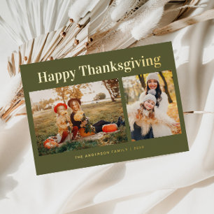 Eenvoudige tekst Happy Thanksgiving Folie Feestdagenkaart