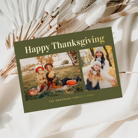 Eenvoudige tekst Happy Thanksgiving Folie Feestdagenkaart