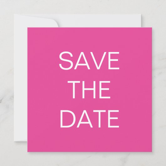 Eenvoudige tekst Hot Pink Wedding Square Save The Date (Voorkant)