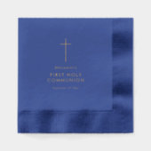 Eenvoudige Tekst Kruis Eerste Heilige Communie Folie Servetten (Voorkant)