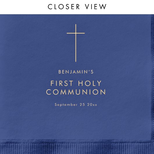 Eenvoudige Tekst Kruis Eerste Heilige Communie Folie Servetten