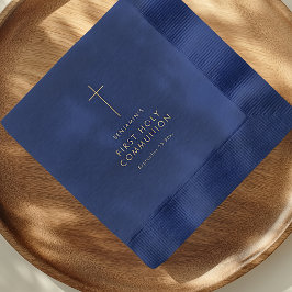 Eenvoudige Tekst Kruis Eerste Heilige Communie Folie Servetten