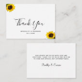 Eenvoudige tekst met bedankje en zonnebloemen notitiekaartje (Voorkant / Achterkant)