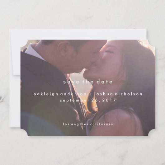 Eenvoudige tekst | Moderne foto slaat de datum op Save The Date (Voorkant)