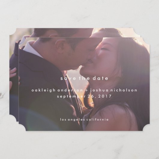 Eenvoudige tekst | Moderne foto slaat de datum op Save The Date (Voorkant / Achterkant)