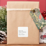 Eenvoudige tekst Naam Merry Christmas Zwart Wit Vierkante Sticker<br><div class="desc">Eenvoudige tekstnaam Merry Christmas Black White. Minimalistische eigentijdse stijl voor uw vakantiegiften,  met uw groet groter in stijlvolle kleine letters met uw namen eronder. Pas de tekst eenvoudig aan uw eigen gegevens aan. Volledig aanpasbaar.</div>