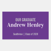 Eenvoudige tekst Paarse afstudeerfeest gunst Rechthoekige Sticker (Voorkant)