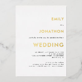 Eenvoudige Tekst QR Code Trouw Wit Goud Echt Folie Uitnodiging