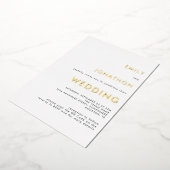 Eenvoudige tekst QR-code Trouw Wit Goud Echt Folie Uitnodiging (Gedraaid)