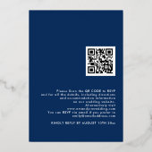Eenvoudige tekst QR-code trouwnavy roze goud echt Folie Uitnodiging (Achterkant)