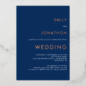 Eenvoudige tekst QR Code Weddenschap Roos Gold Rea Folie Uitnodiging (Voorkant)