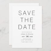 Eenvoudige tekst sparen de datumuitnodiging kaart (Voorkant / Achterkant)