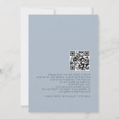 Eenvoudige tekst Stofblauw QR-code Huwelijk Kaart (Achterkant)