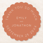 Eenvoudige Tekst Terracotta Namen Datum Aangepaste Kartonnen Onderzetters (Voorkant)