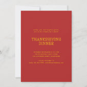 Eenvoudige Tekst Thanksgiving Diner Goud Rood Kaart (Voorkant)