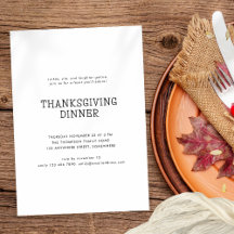 Eenvoudige tekst Thanksgiving Diner Zwart Wit
