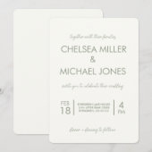 Eenvoudige tekst trouwkaart kaart (Voorkant / Achterkant)