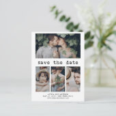 Eenvoudige tekst Typewriter Save the Date | 4 Foto Aankondigingskaart (Staand voorkant)