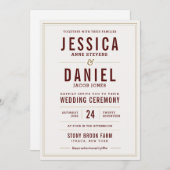 Eenvoudige tekst van de Rustige bruiloft Kaart (Voorkant / Achterkant)