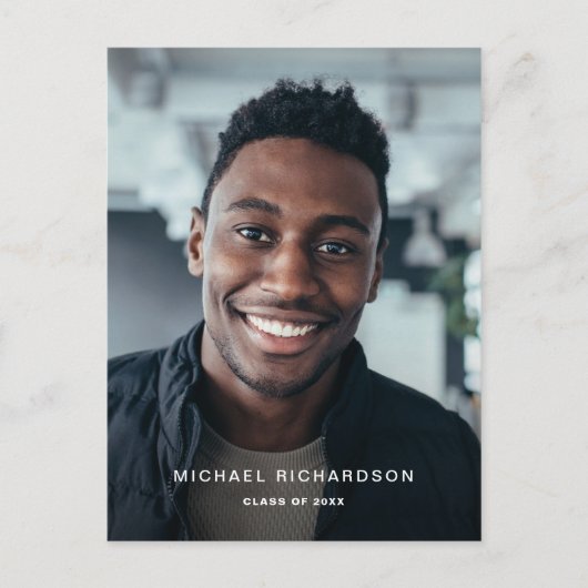 Eenvoudige tekst | Verticale tweefasefotograaf Uitnodiging Briefkaart (Voorkant)