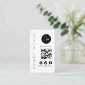 Eenvoudige tekst visitekaartje sociale media QR-co (Staand voorkant)