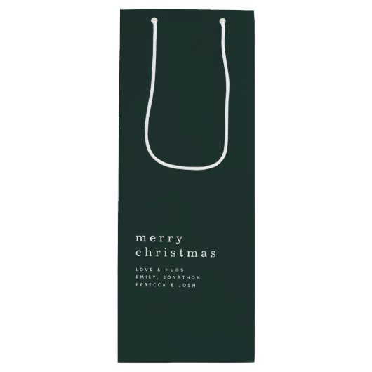 Eenvoudige tekst Vrolijke Kerstmis Naam Groen Wijn Cadeautas (Voorkant)