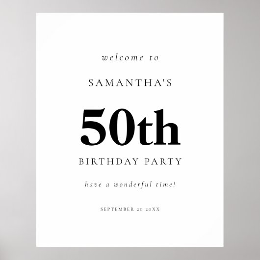 Eenvoudige tekst Welkom bij 50th Birthday Party Poster (Voorkant)