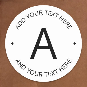 Eenvoudige tekst Wit en zwart Ronde Sticker