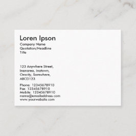 Eenvoudige tekst - wit visitekaartje