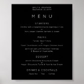 Eenvoudige Tekst Wit Zwart Trouw Menu Poster (Voorkant)