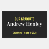 Eenvoudige Tekst Zwart en Goud Graduation Party Fa Rechthoekige Sticker (Voorkant)