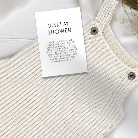 Eenvoudige Tekst Zwart Wit Baby Display Douche Kaart