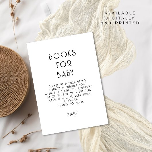 Eenvoudige Tekst Zwart Wit Boeken voor Baby shower Kaart