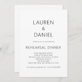 Eenvoudige tekst Zwart Wit Huwelijk repetitie dine Kaart (Voorkant / Achterkant)