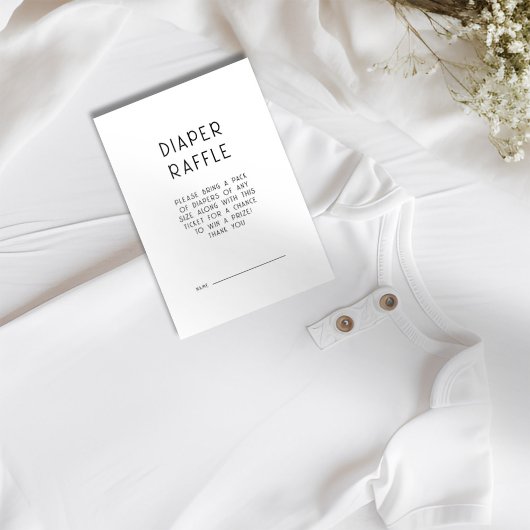 Eenvoudige Tekst Zwart Wit Luier Raffle Baby showe Kaart