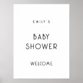 Eenvoudige tekst Zwart Wit Welkom Baby shower Poster (Voorkant)