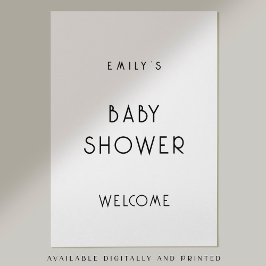 Eenvoudige tekst Zwart Wit Welkom Baby shower Poster