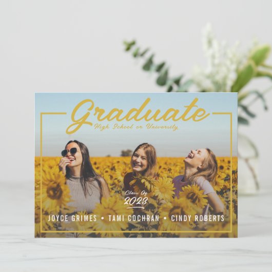 Eenvoudige tekstbedekking | één afstuderen met fot aankondiging (Staand voorkant)