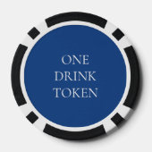 Eenvoudige tekstnamen Datum Bruiloft Blauw Drink T Poker Chips (Achterkant)