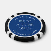 Eenvoudige tekstnamen Datum Bruiloft Blauw Drink T Poker Chips (Enkel)