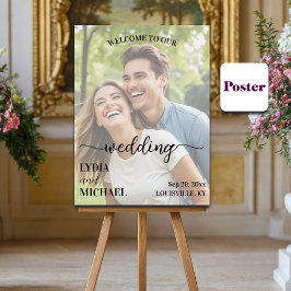 Eenvoudige tekstoverlay foto trouwkaart welkom poster