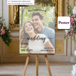 Eenvoudige tekstoverlay foto trouwkaart welkom poster